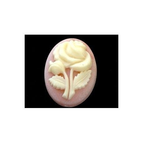 Cabochon Camée Roses 25x18mm ROSE PÅLE  - 1