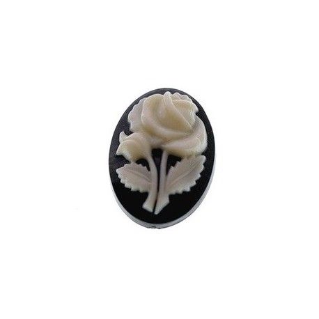 Cabochon Camée Roses 25x18mm NOIR  - 1