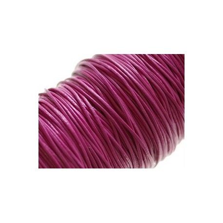 Cordon de cuir 1mm FUSHIA x1m  - 1