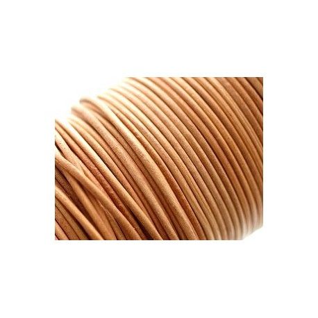 Cordon de cuir 2mm NATUREL x1m  - 1