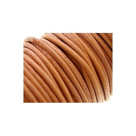 Cordon de cuir 3mm NATUREL x1m  - 1