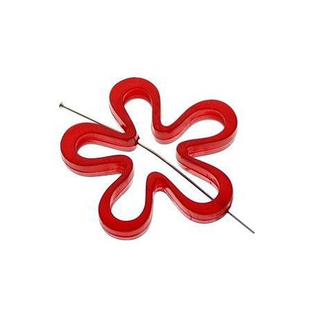 Fleur polyester évidée 43mm ROUGE OPAL  - 1