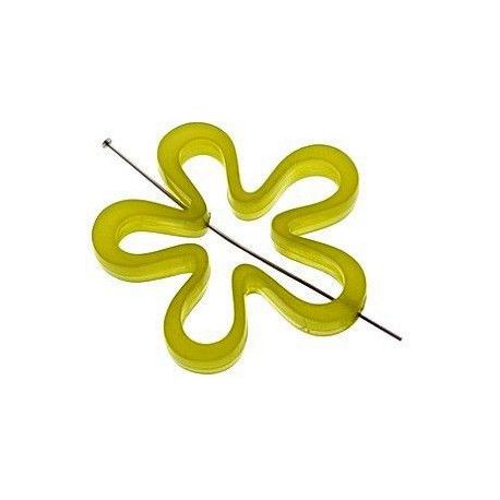 Fleur polyester évidée 43mm LIGHT OLIVINE OPAL  - 1