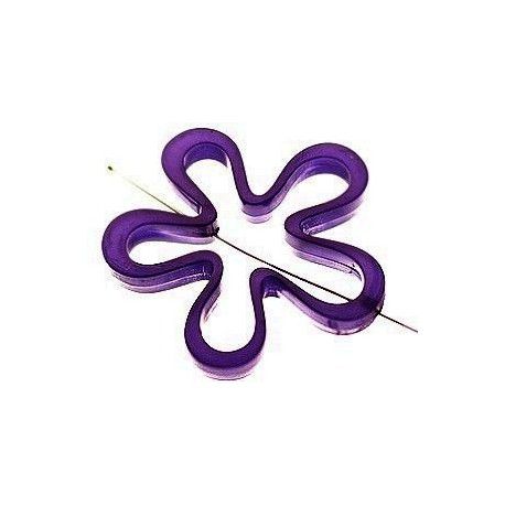 Fleur polyester évidée 43mm PURPLE OPAL  - 1