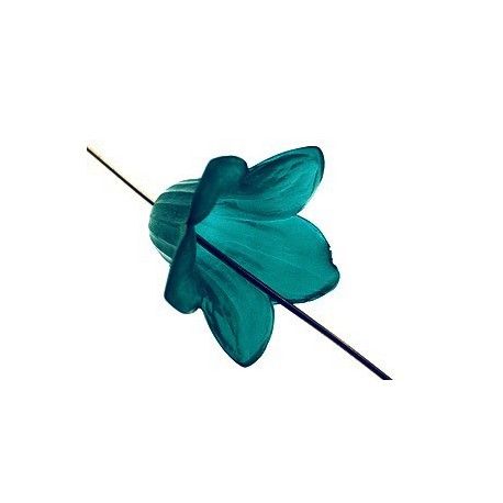 Fleur clochette 12.5x20mm BLEU CANARD OPAL x3  - 1
