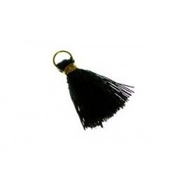 Pompon of threads with loop 10/12mm gold thread BLACK x1