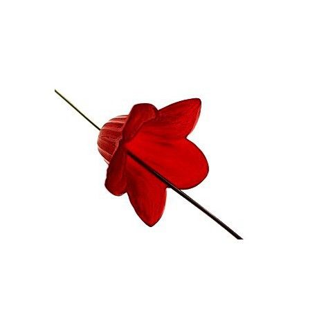 Fleur clochette 12.5x20mm ROUGE OPAL x3  - 1
