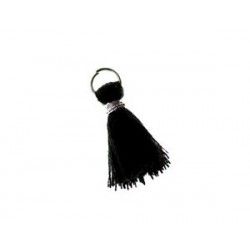 Pompon of threads with loop 10/12mm silver thread BLACK x2
