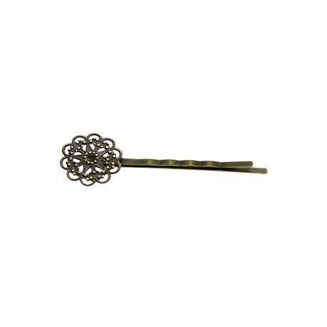 Barrette 61mm estampe ronde 19mm LAITON VIEILLI x1  - 1