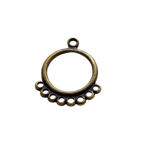 Créole ronde 8 anneaux 34x28mm LAITON VIEILLI x1  - 1