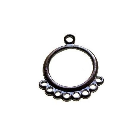 Créole ronde 8 anneaux 34x28mm ÉTAIN x1  - 1