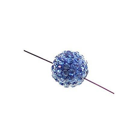 Boule strass disco (shamballa) 10mm LIGHT SAPPHIRE x1  - 1