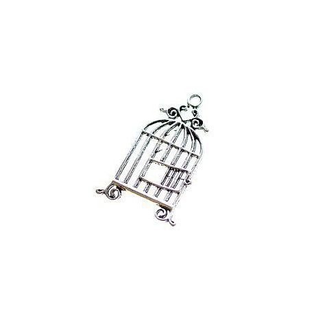 Cage à oiseau 33x20mm ARGENTÉ VIEILLI x1  - 1
