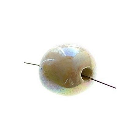 Perle céramique grecque irisée ronde 22mm LIGHT LEMON  - 1