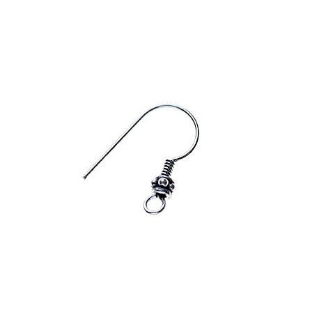 Crochets BO rondelle picot h.19mm Argent 925 x2  - 1