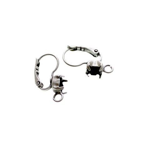 Dormeuse porte strass 1028 6mm ARGENTÉ SATINÉ x2  - 1