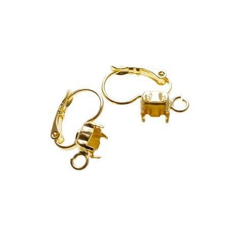 Dormeuse porte strass 1028 6mm DORÉ x2  - 1