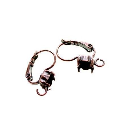 Dormeuse porte strass 1028 6mm CUIVRE VIEILLI x2  - 1