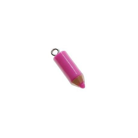 Breloque crayon en pâte polymère 22.4x7.3mm FUSHIA  - 1