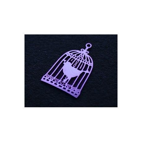 Laser cut émaillé cage à oiseaux 22x15mm VINTAGE LILAS x2  - 1