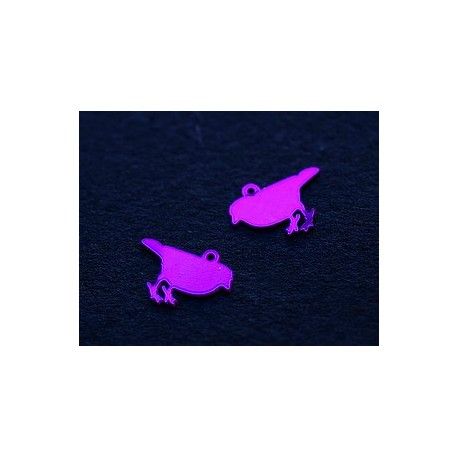 Laser cut émaillé oiseau 12x8mm FUSHIA x4  - 1