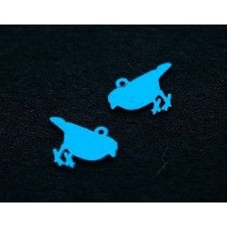 Laser cut émaillé oiseau 12x8mm BLUE ZIRCON x4