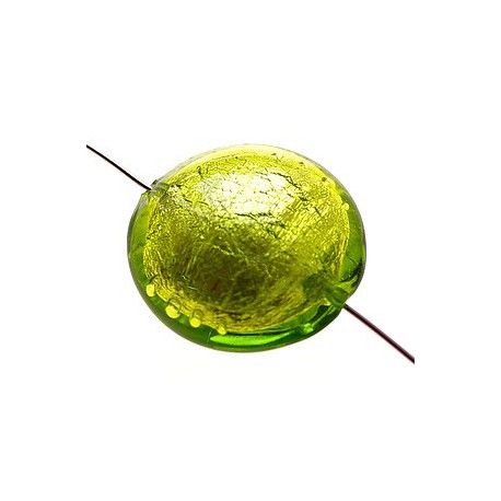 Ronde aplatie feuille d'argent 25mm OLIVINE  - 1