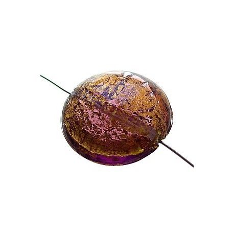 Ronde aplatie feuille d'or 25mm AMETHYST  - 1