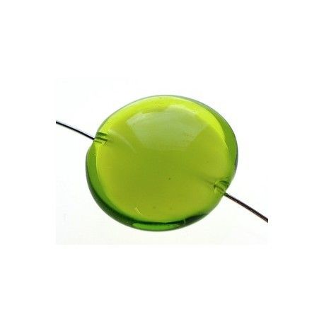 Ronde aplatie opaline 25mm LIGHT OLIVINE OPAL  - 1
