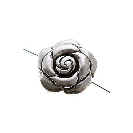 Perle polyester rose aplatie 30mm ep.12mm ARGENTÉ VIEILLI  - 1