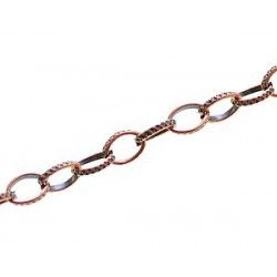Chain oval ring engraved 5.5x8.5mm OLD COPPER COLOR x1m