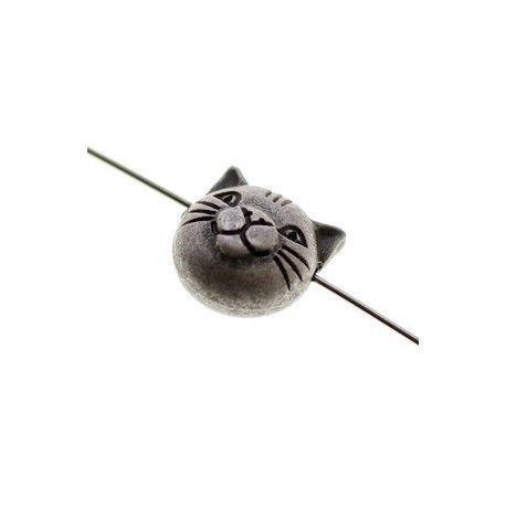Tête de chat GM 12mm ep.9mm ARGENTÉ VIEILLI x1  - 1