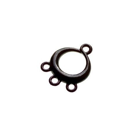 Créole ronde polyester 3 anneaux 32x22.5mm NOIR x1  - 1