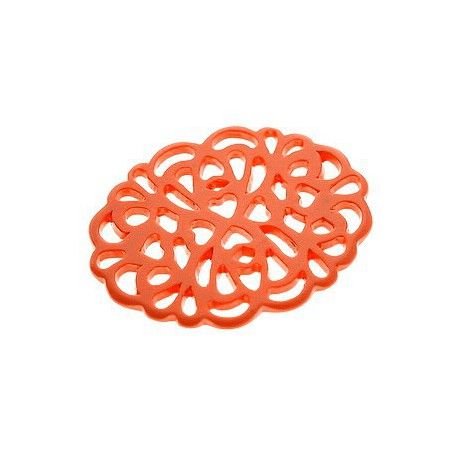 Perle polyester estampe ovale 75x57mm CORAIL  - 1