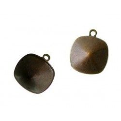 Stick-on support for square cabochon 12mm BRONZE COLOR x1