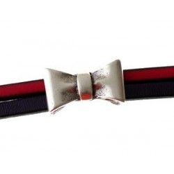 Loop for leather 10mm bow tie 25x15mm OLD SILVER COLOR