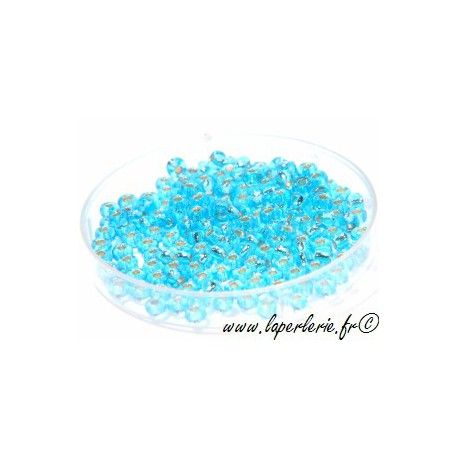 Rocaille AQUAMARINE ARGENTEE, mesure de 12.50 gr environ 400 perles  - 1