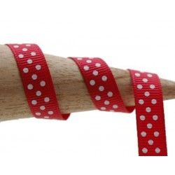 Raw ribbon 9mm RED/WHITE dots x2m