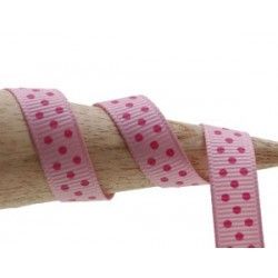 Raw ribbon 9mm PINK/FUSCHIA dots x2m