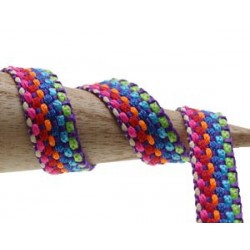Cotton ribbon weave 11mm background PURPLE x0.50m