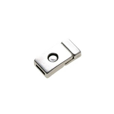 Fermoir rectangulaire aimanté point central 30x15mm ép 7mm ARGENTÉ PATINÉ  - 1