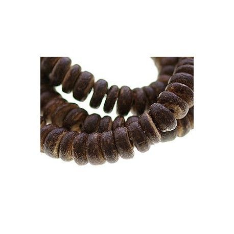 Bois de coco rondelle 8mm ép 2/3mm, le fil de 40cm  - 1