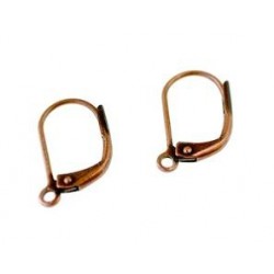 Leverback earrings 15x9mm OLD COPPER COLOR x2
