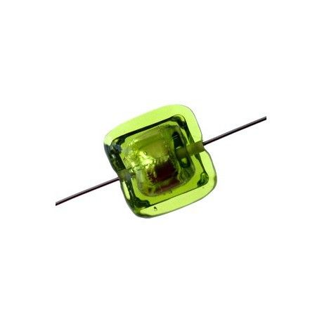 Carré step cut feuille d'argent 17mm OLIVINE  - 1