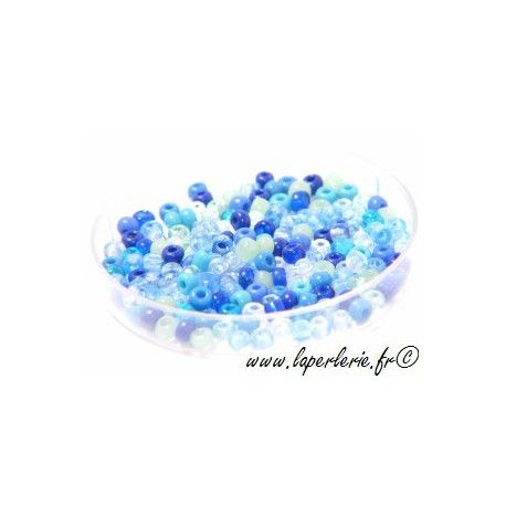 Rocaille MELANGE BLEU, mesure de 12.50 gr environ 400 perles  - 1