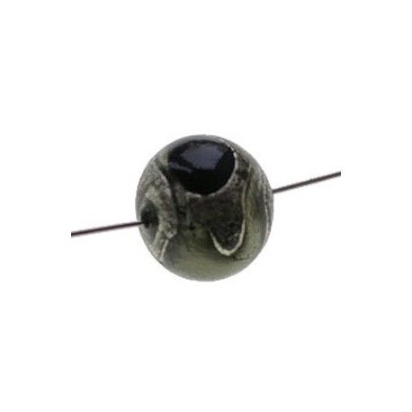 Ronde lunaire feuille d'argent 14mm JET  - 1