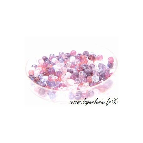 Rocaille MELANGE MAUVE, mesure de 12.50 gr environ 400 perles  - 1