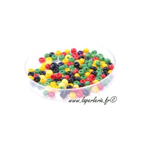 Rocaille MELANGE RASTA, mesure de 12.50 gr environ 400 perles  - 1