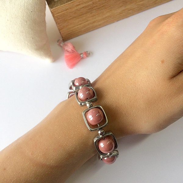 Bracelet céramique rose