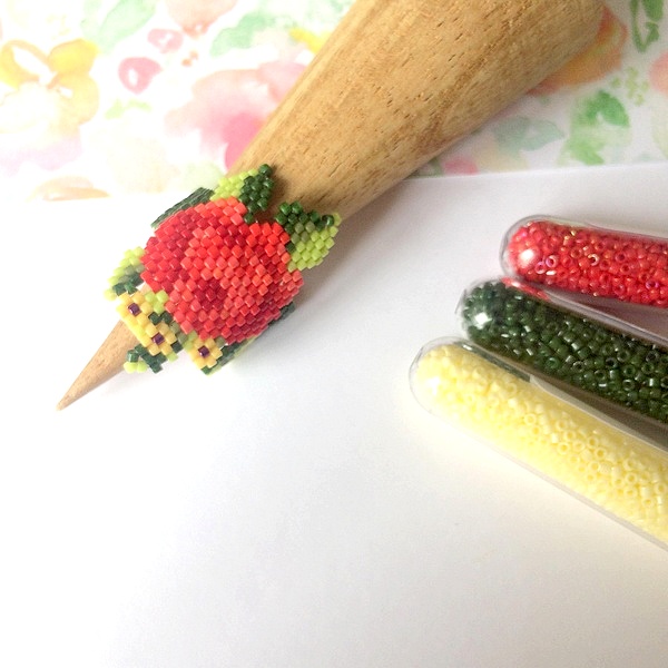 Bague Tissage Miyuki Rose